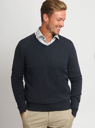 Suitable Respect Cotton Vinir Pullover Melange Navy