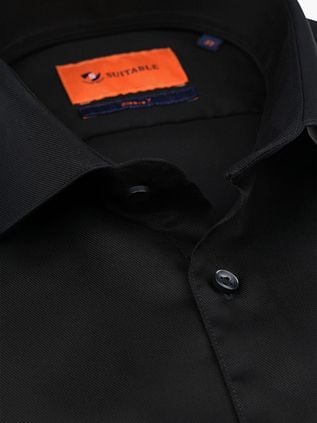 Suitable Shirt Extra Long Sleeves Twill Black