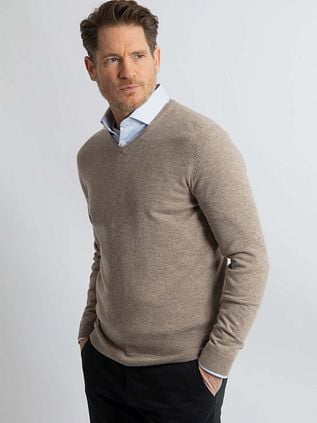 Steppin' Out Pullover V-Neck Merino Wool Light Brown