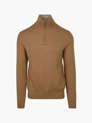 Steppin' Out Half-Zip Pullover Cotton Cashmere Camel