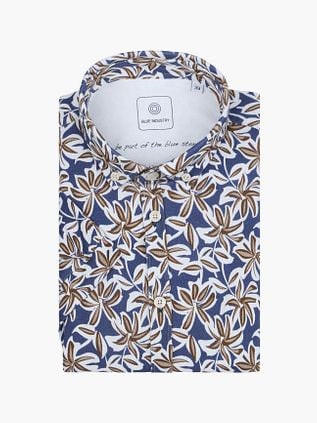 Blue Industry Short Sleeve Chemise Impression Bleu Foncé