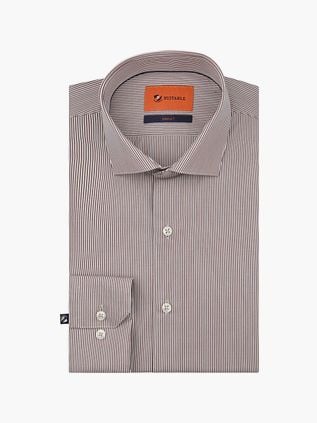 Suitable Twill Shirt Extra Long Sleeves Stripe Brown