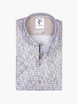 R2 Chemise Manches Courtes Imprimé Bleu