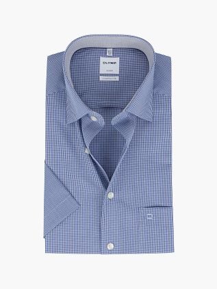 OLYMP Shirt Luxor Short Sleeve Check Royal Blue