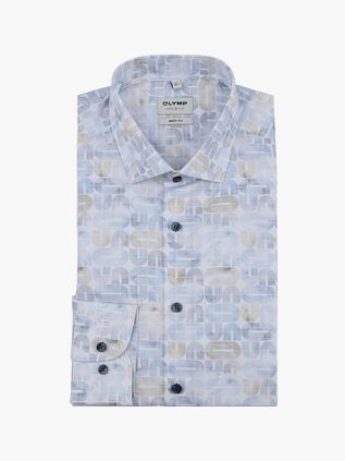 OLYMP Chemise Level 5 Stretch Extra Long Sleeves Impression Bleu Clair