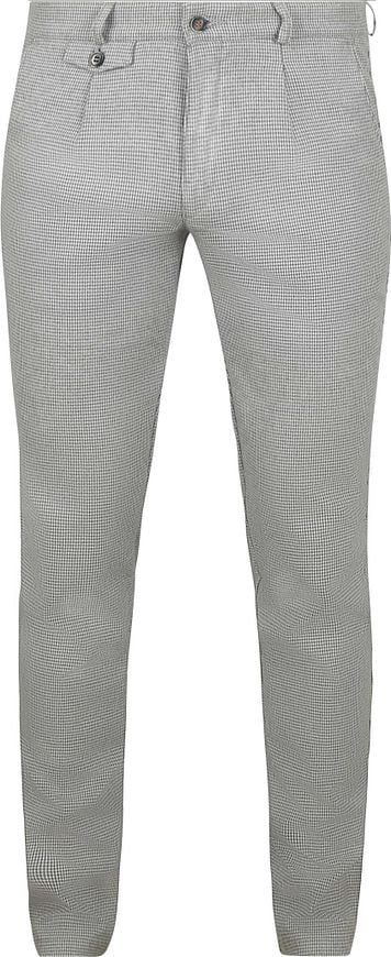 Suitable Chino Pico Pleat Flanel Print Grijs