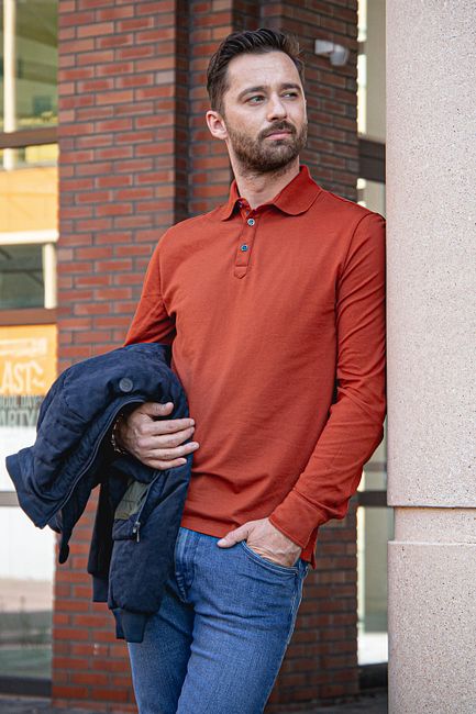 mens orange long sleeve polo shirts