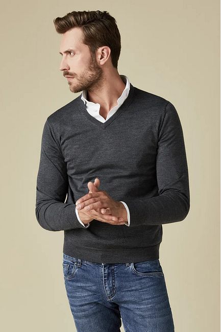 Profuomo Pullover V Neck Merino Wool Anthracite PP2J00006C order