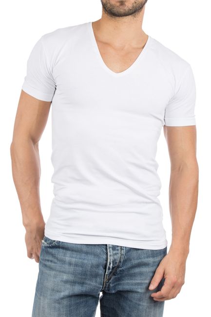 uitbreiden Whirlpool Fruit groente Alan Red T-Shirt Extra Diepe V-Hals Stretch 5601/2P/01 NOV T-shirt White