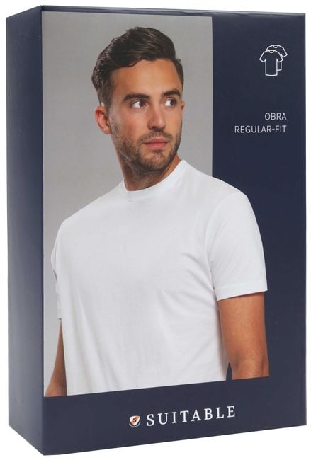 T-Shirt 60-2 O Suitable Breed 6-Pack Obra Cotton Hoher 100% Weiß Rundhalsausschnitt