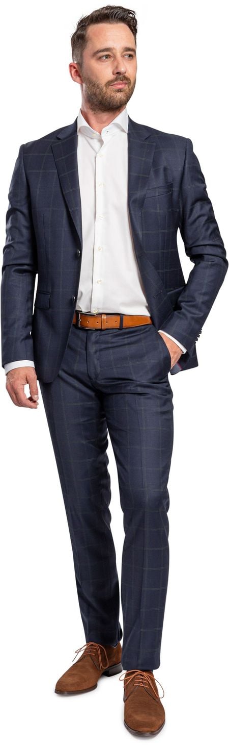 Suitable Suit Strato Tou Wool Check Navy