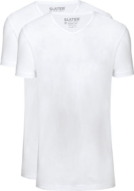 Slater T-shirt Basic Extra Lang V-neck Wit 7800 online bestellen | Suitable