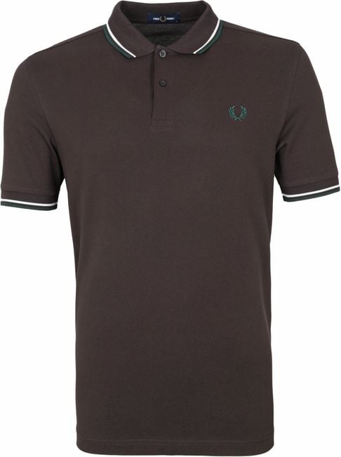 Fred Perry Polo Shirt M3600 Brown, Brown And White Rugby Shirt