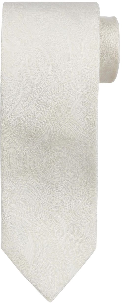 Suitable Wedding Tie Silk Stripe Paisley Off White Product