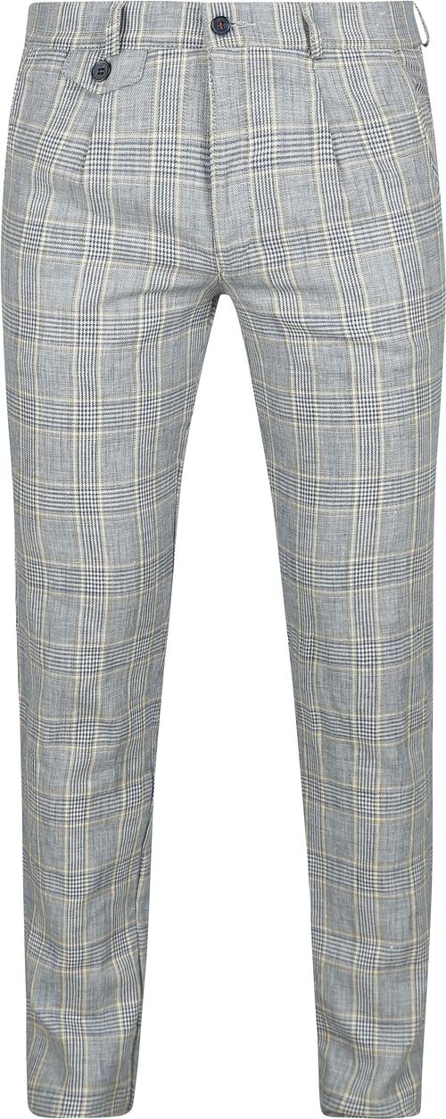 Suitable Chino Linen Blend Checks Blue Product