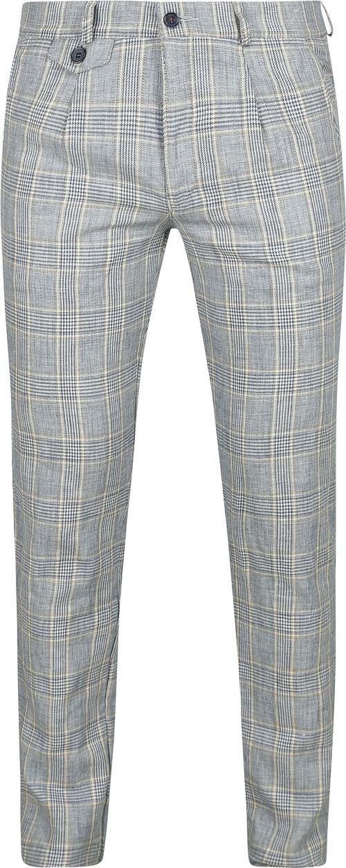 Suitable Chino Linen Blend Ruiten Blauw Product