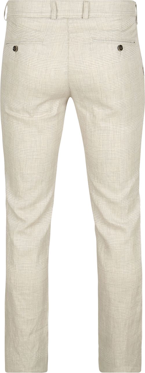 Suitable Chino Linen Blend Checks Beige Product / Achterkant
