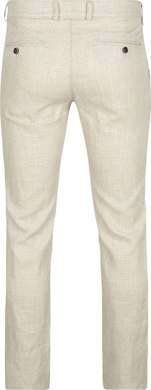 Suitable Chino Linen Blend Karos Beige Product / Achterkant
