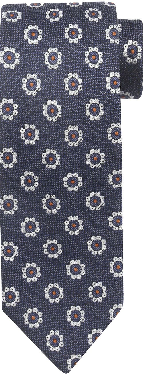 Suitable Tie Silk Stripe Flowers Navy Product