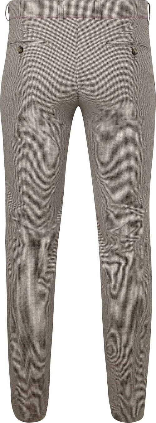 Suitable Chino Pico Pleat Flanel Print Beige Product / Achterkant