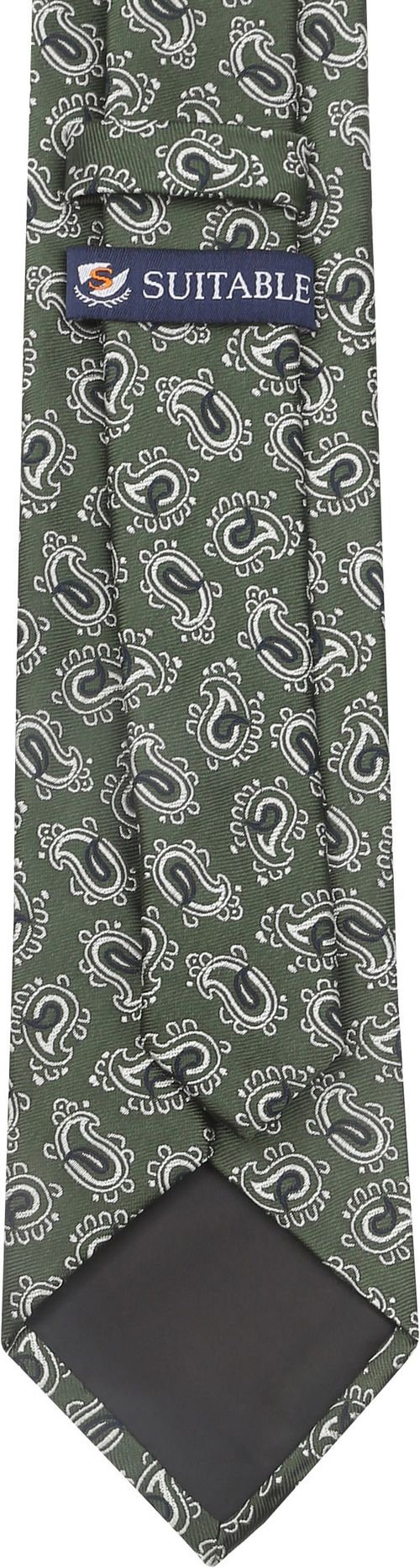 Suitable Tie Silk Green Paisley Product / Achterkant
