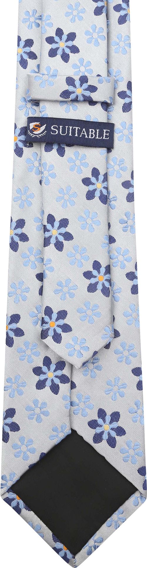 Suitable Krawatte Seide Blumen Blau Product / Achterkant