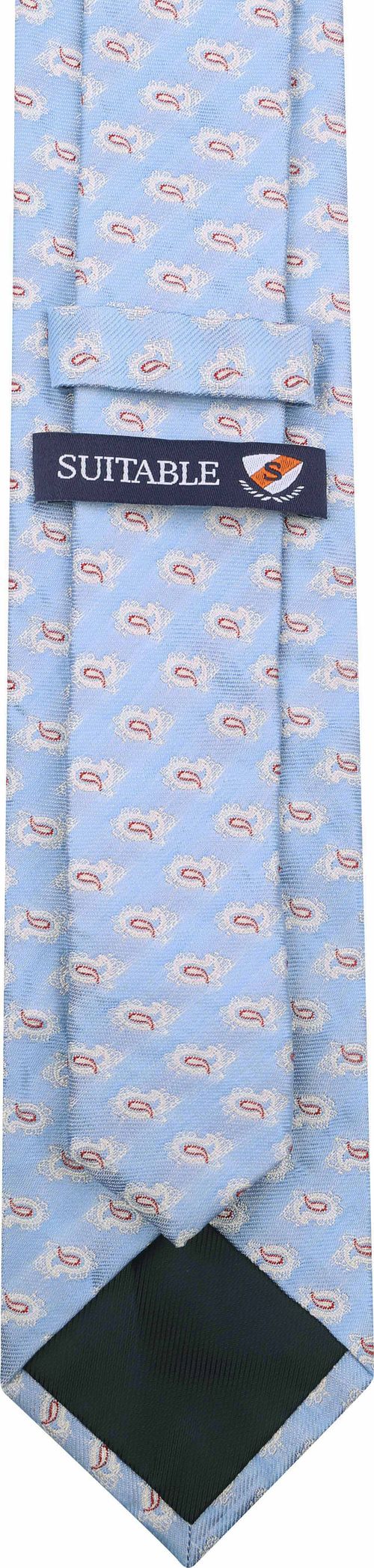 Suitable Tie Silk Paisley Light Blue Product / Achterkant