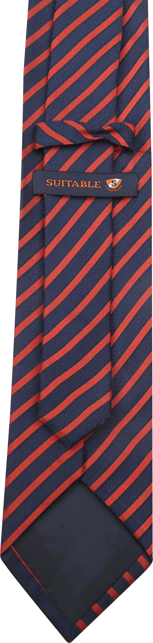 Silk Tie Navy Red Stripe F82-1 Product / Achterkant