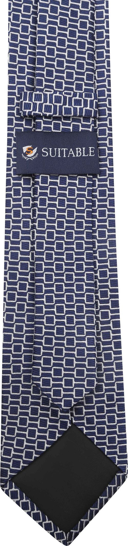 Suitable Tie Silk Print Dark Blue Product / Achterkant