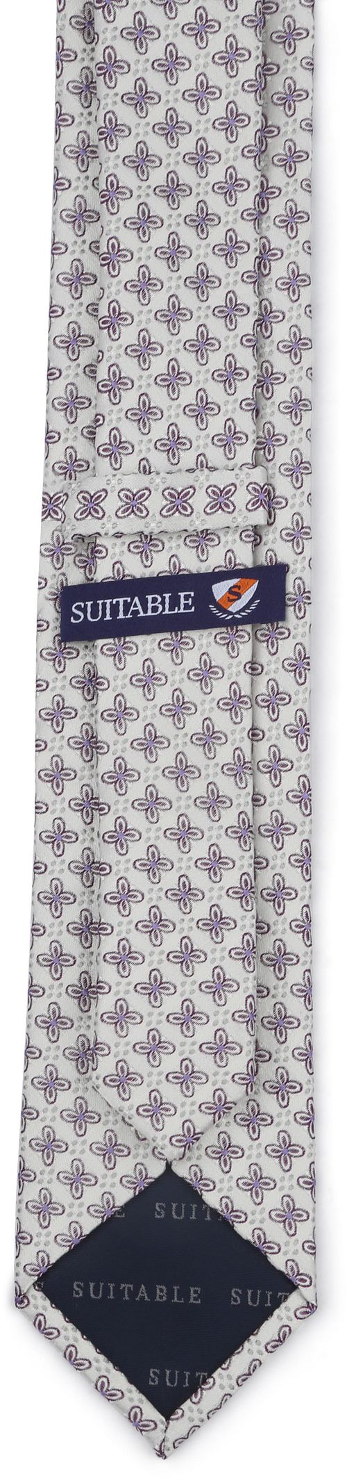Suitable Tie Silk Stripe Flowers White Product / Achterkant