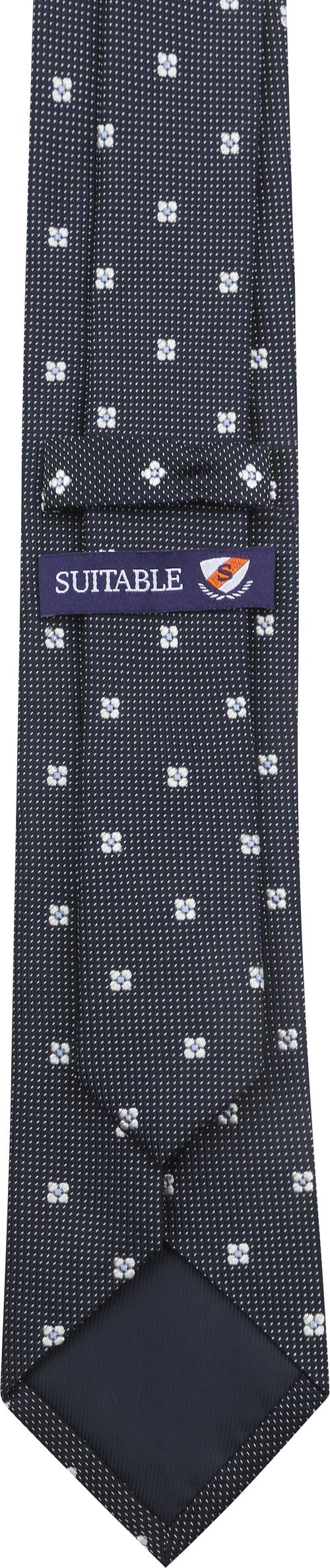 Suitable Krawatte Seide Blumen Navy Product / Achterkant