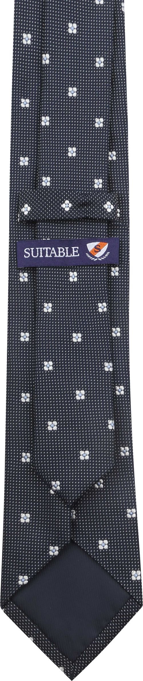 Suitable Stropdas Zijde Bloem Navy Product / Achterkant