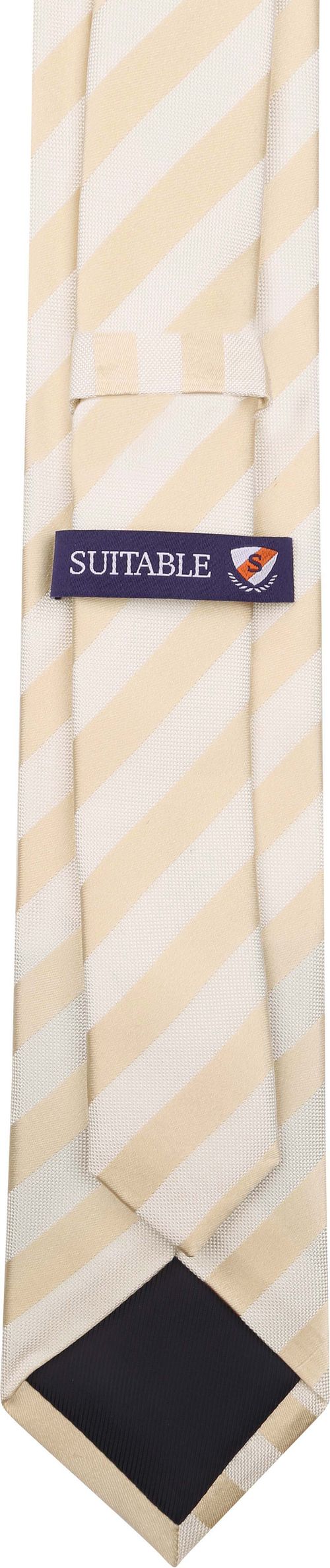 Suitable Tie Silk Stripe Beige Product / Achterkant