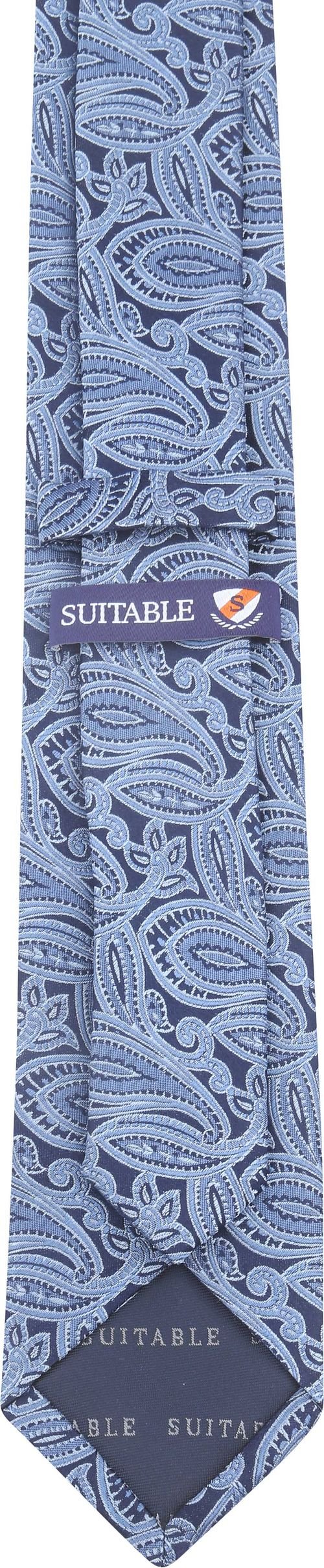 Suitable Krawatte Seide Paisley Blau Product / Achterkant