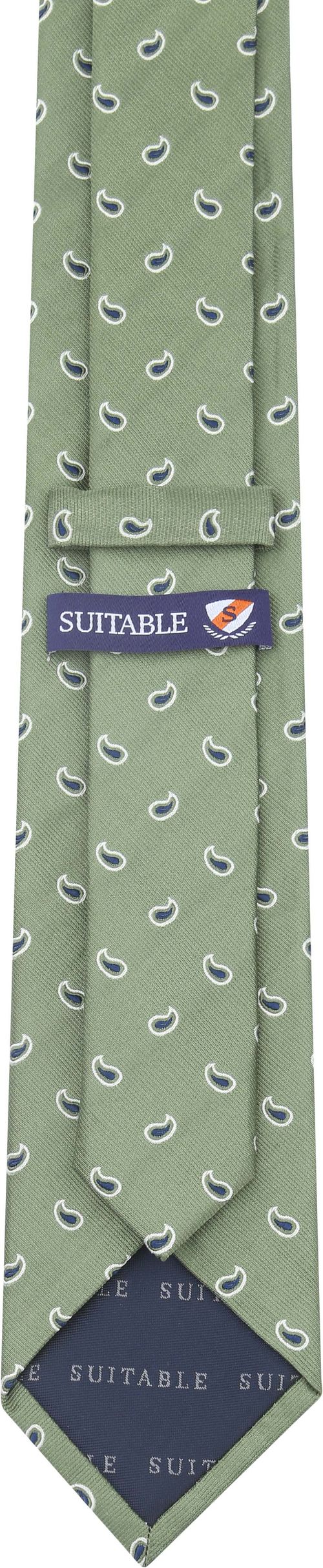 Suitable Krawatte Seide Paisley Grün Product / Achterkant