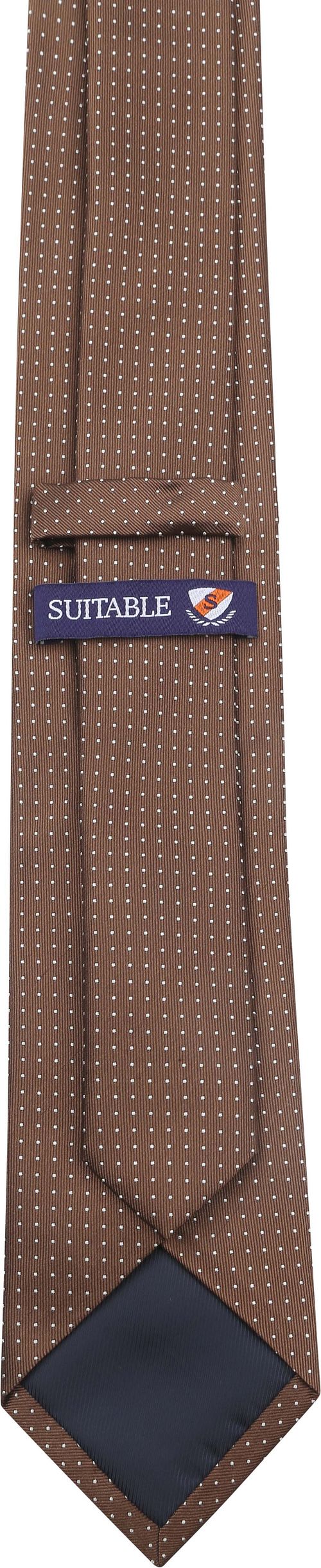 Suitable Tie Silk Dots Dark Brown Product / Achterkant