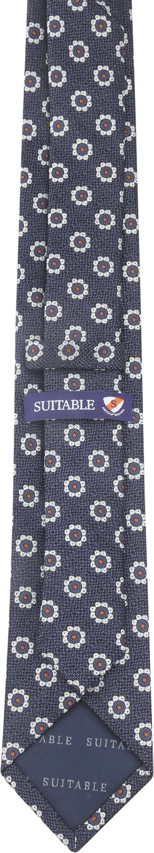 Suitable Krawatte Seide Blumen Navy Product / Achterkant