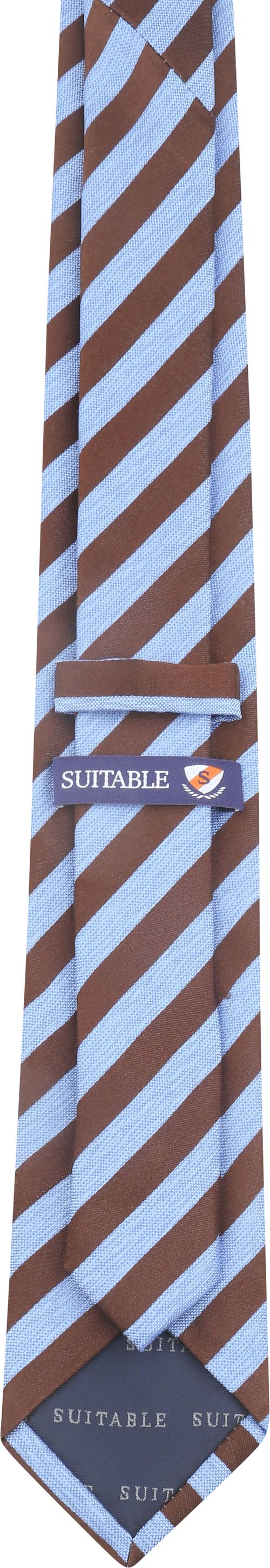 Suitable Tie Silk Stripe Blue Brown Product / Achterkant