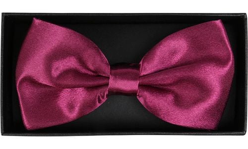 Suitable Satin Bow Tie Eggplant Red Verpakking