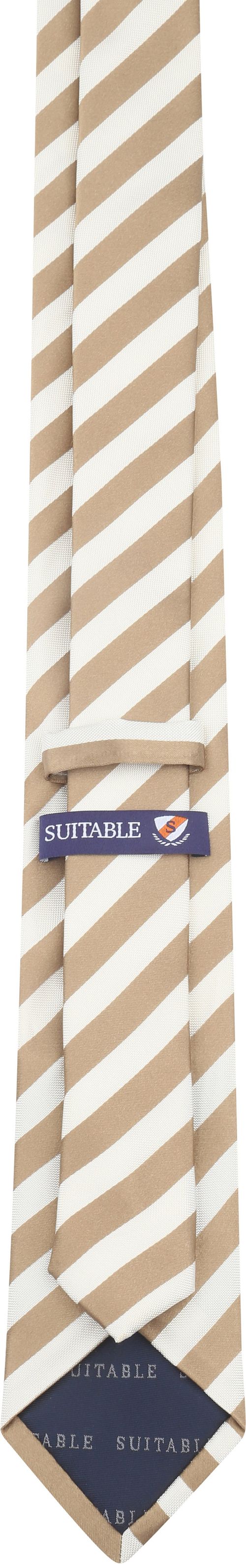 Suitable Stropdas Zijde Streep Beige Product / Achterkant