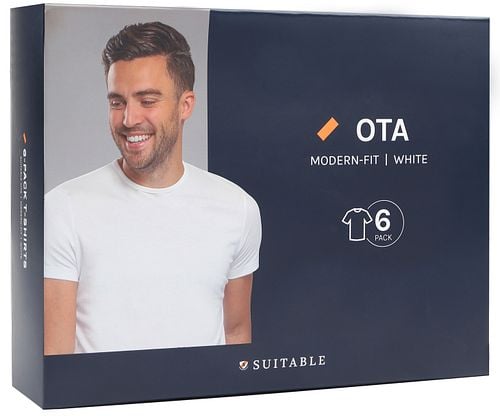 Suitable Ota T-Shirt Rundhalsausschnitt Weiß 6-Pack Verpakking