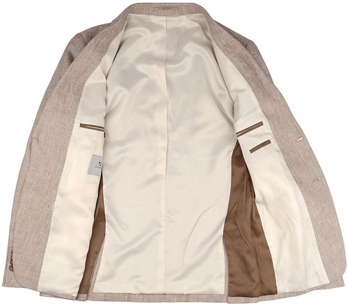 Suitable Veste de Costume Pepita De Lin Beige Product / Detail