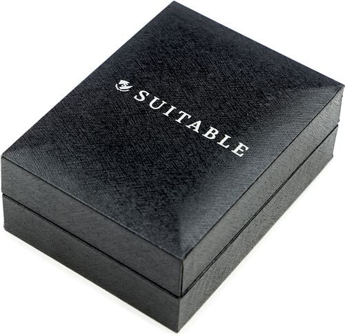 Manschettenknöpfe Studs Rund Silber Weiß Verpakking