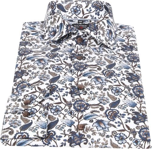 OLYMP Shirt Level 5 Body Fit Flowers Brown Product / Detail