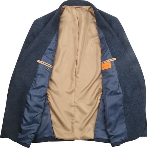 Suitable Blazer Herringbone Merino Wool Navy