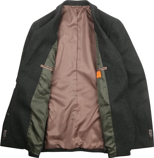 Suitable Blazer Herringbone Merino Wool Dark Green