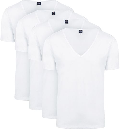 Suitable T-shirt blanc à col en V profond Vitaru Stretch 4 Packs Product