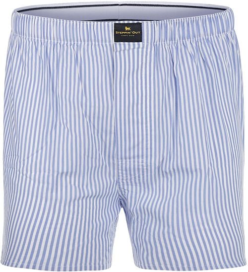 Steppin' Out Boxershort Poplin Streep Blauw Product