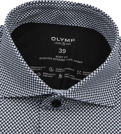Olymp Level 5 Shirt Body Fit Circles Black Product / Detail