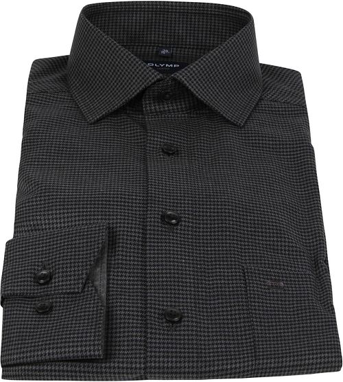 Olymp Luxor Shirt Pied De Poule Black Product / Detail